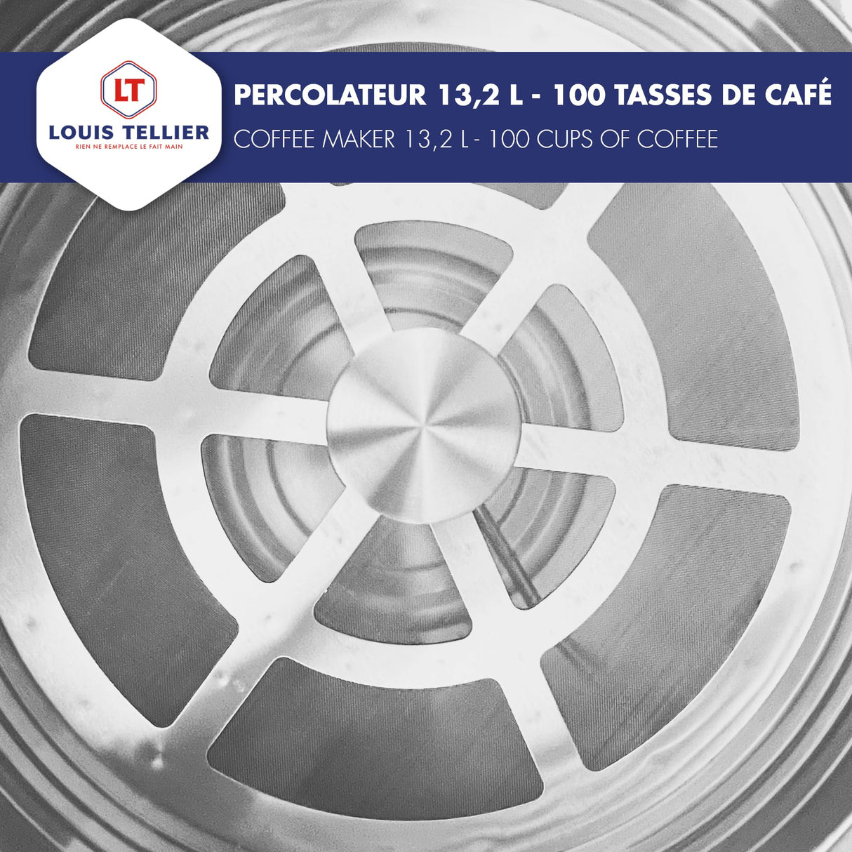 Louis Tellier - Percolador de café profesional - Capacity 13,2 L - 100 Tazas - Acero Inoxidable - Grifo de Goteo