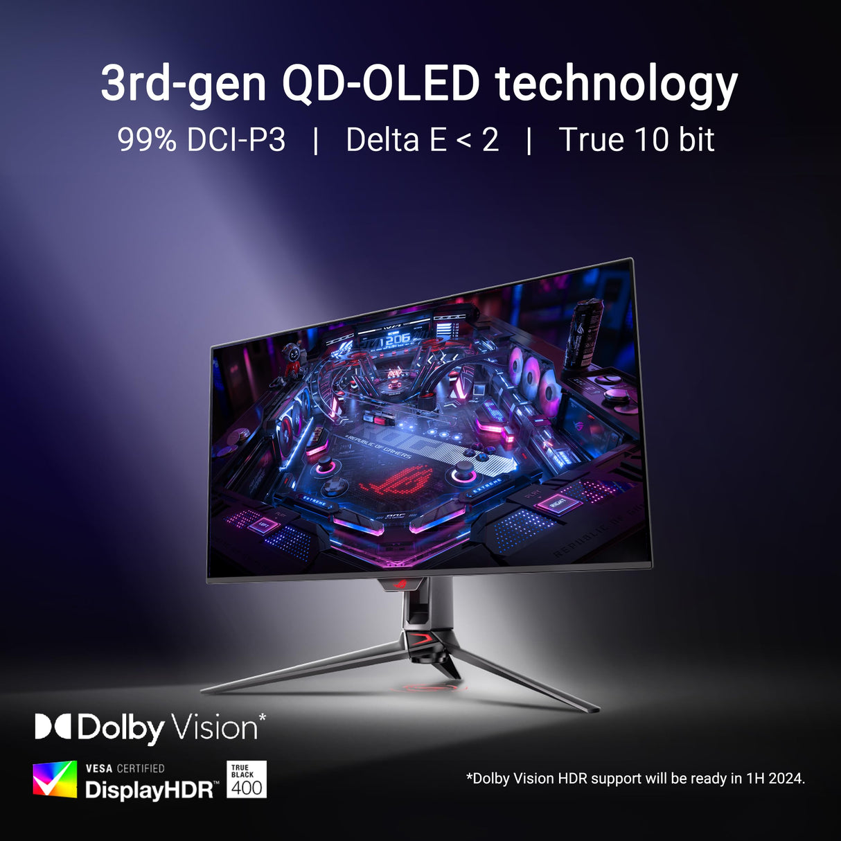 ASUS ROG Swift OLED PG32UCDM - Monitor Gaming 4K QD-OLED de 32 Pulgadas, 240 Hz, 0,03 ms (GTG), G-Sync, disipador térmico Personalizado, película de grafeno, 99% DCI-P3, True 10 bits, 90 W Tipo-C
