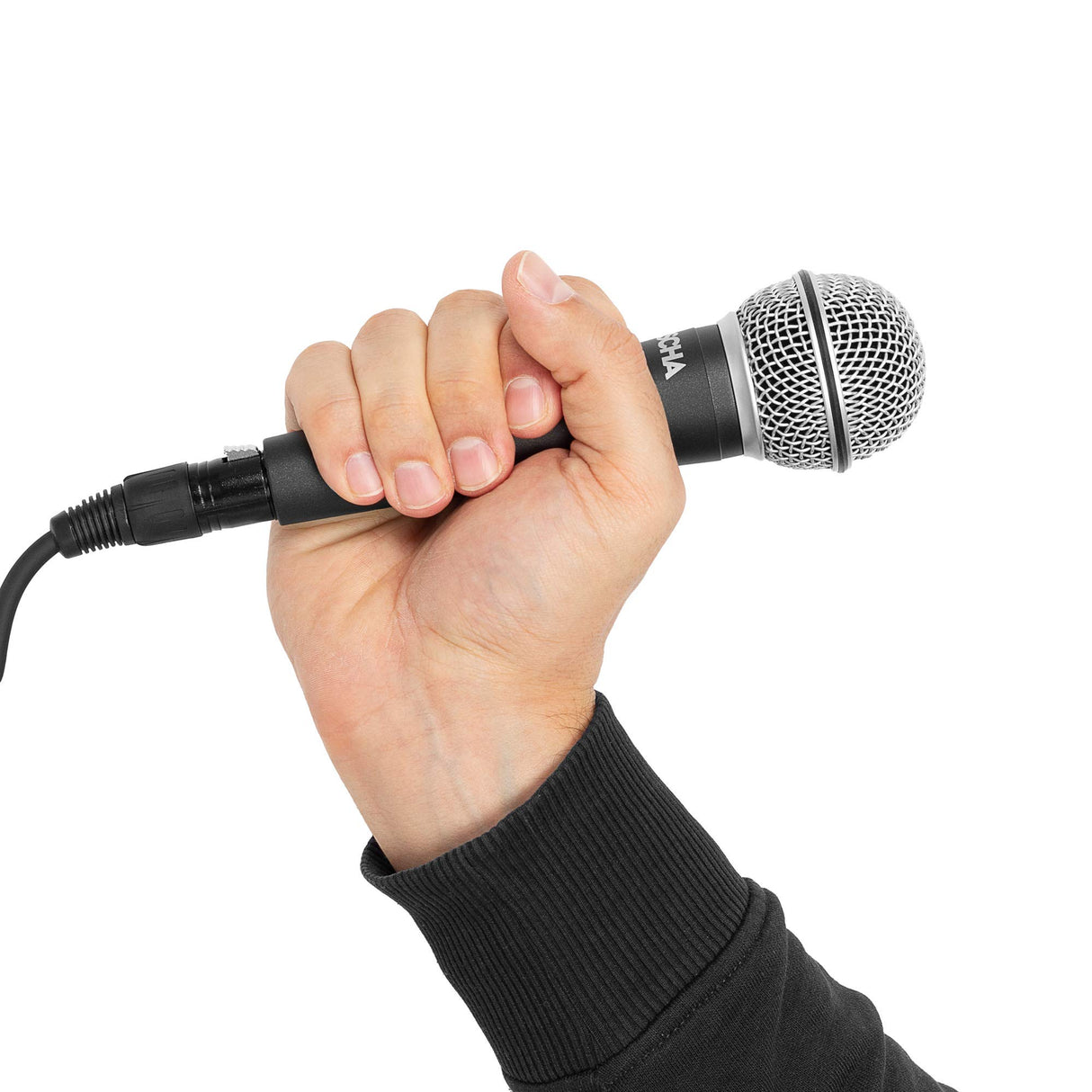 Cascha HH 5080 Stage - Micrófono dinámico para escenario con interruptor de encendido/apagado, incluye cable XLR de 3 m y abrazadera de micrófono, ideal para conciertos y espectáculos en directo y