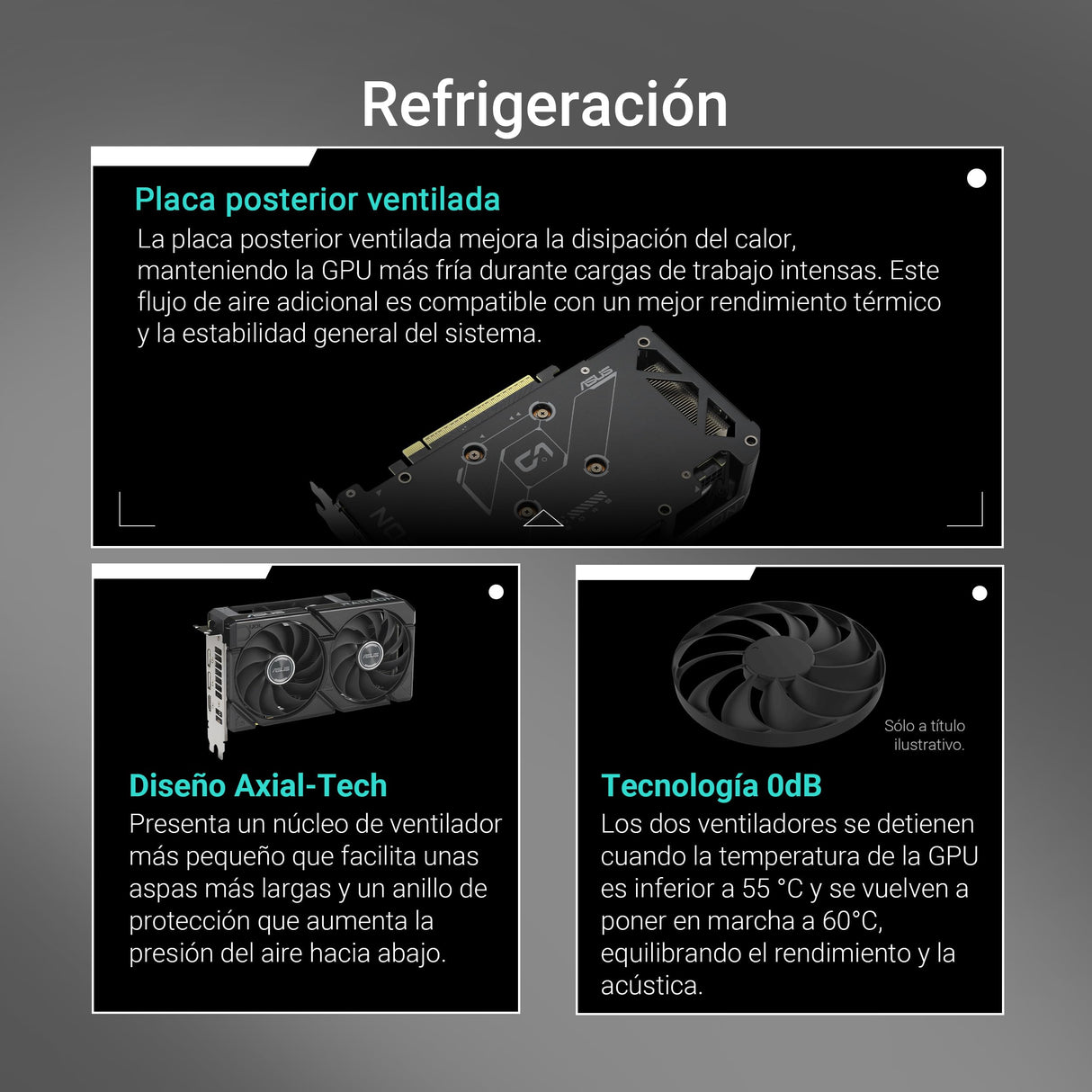 ASUS Dual Radeon RX 9060 XT 8 GB GDDR6, Tarjeta gráfica, PCIe 5.0, HDMI 2.1b, DisplayPort 2.1a, diseño de 2.5 Ranuras, diseño de Ventilador Axial-Tech, tecnología 0dB
