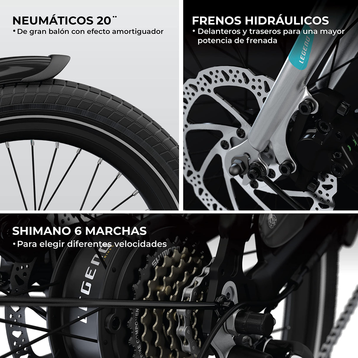 LEGEND EBIKES Monza Bicicleta Eléctrica Plegable Batería Extraíble 25km/h, 36V 14Ah, E Bike 6 Velocidades 250W, Bicicleta Electrica Ruedas 20" Bicicletas Electricas Frenos Hidráulicos, Bici Azul