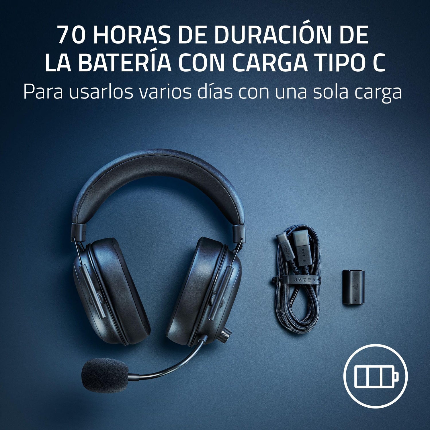 Razer Blackshark V2 Hyperspeed - PC Auriculares Inalámbricos para Juegos E-Sports Ligeros 280g (Micrófono de Banda Superancha, Diafragma Triforce 50mm, Espuma Aislante del Sonido, 70 Horas) Blanco