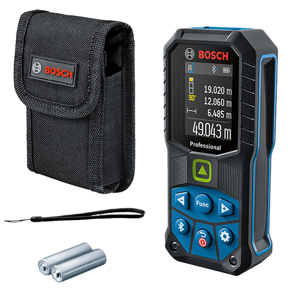 Bosch Professional medidor láser GLM 50-27 CG (láser verde, alcance: hasta 50 m, robusto, IP65, transferencia de datos mediante Bluetooth, 2 pilas AA, correa de sujeción, estuche)