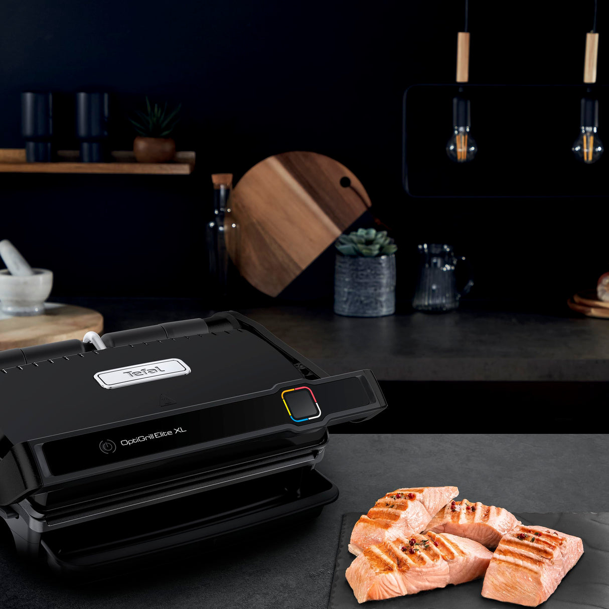 Tefal OptiGrill Elite XL GC760812 - Barbacoa de contacto con 16 programas, pantalla digital con indicador de cocción, placas XL desmontables, parrilla eléctrica, color negro