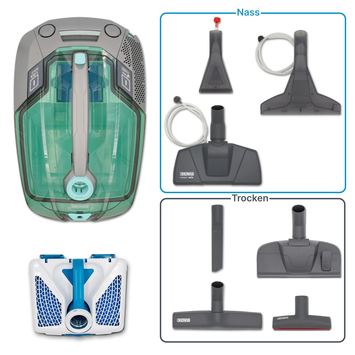 Thomas' 788577 - Aspiradora de trineo, 1700 W, 72 dB, color blanco y verde