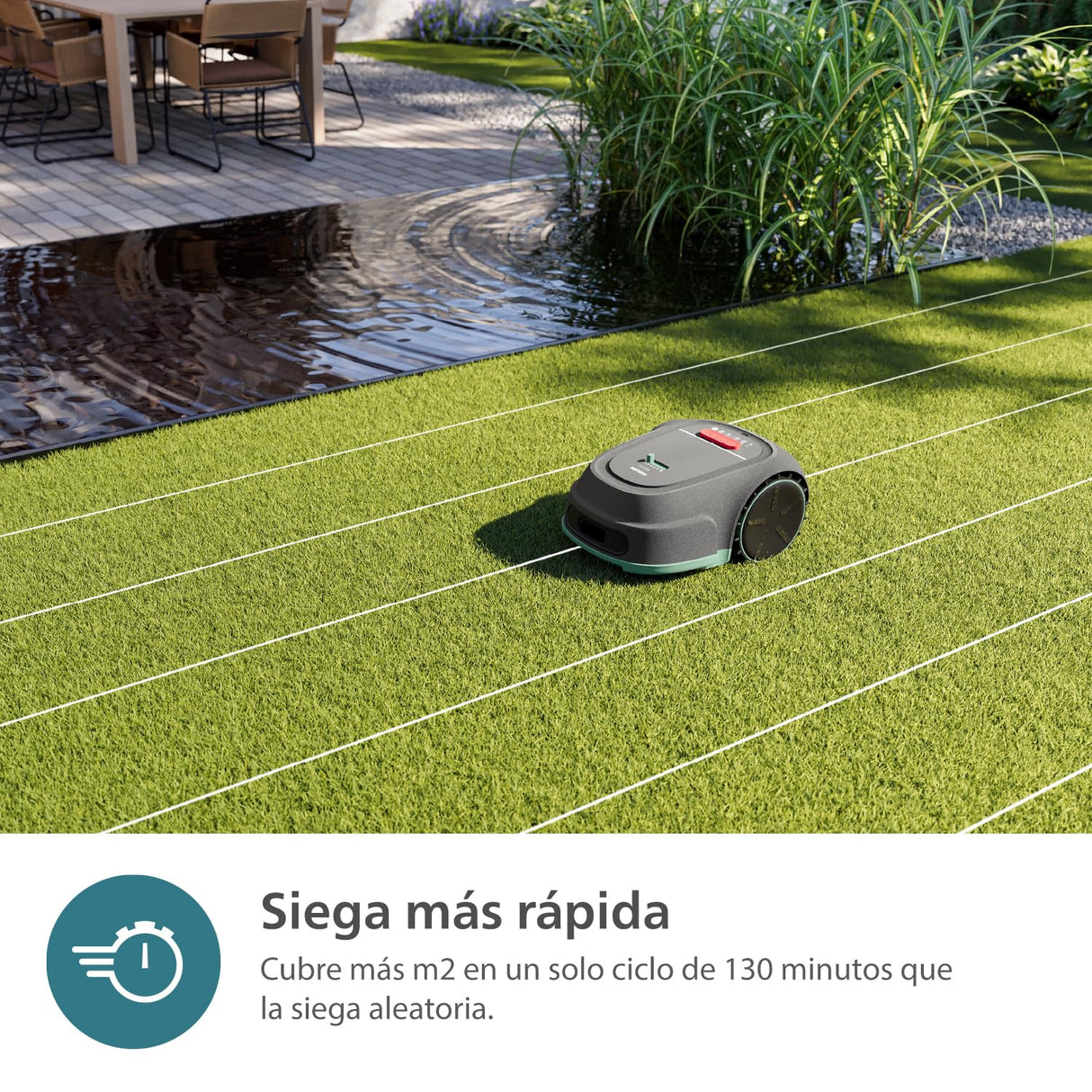 Philips Serie 3000 Robot cortacésped - Mapeo GPS, Corte Cruzado, Corte Inteligente, Corte más rápido, Rendimiento en Pendientes, App Homerun, Sensor de Lluvia, Gris Piedra caliza (RSL3000/10)