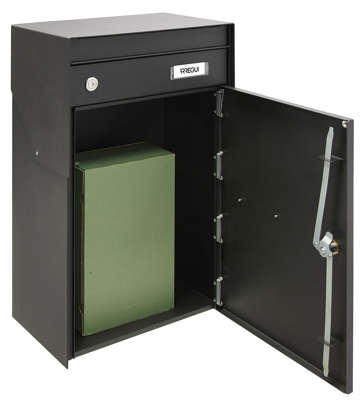 Arregui Bigpack Mail EP2014 Individual de Acero para Correo y para paquetería Grande, buzón para Paquetes, Negro