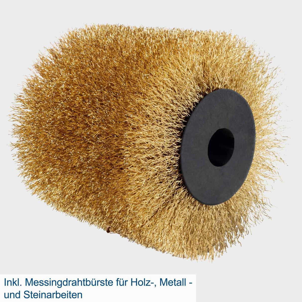 Scheppach Máquina de satén MRS1300 con arranque suave y potencia de 1300 W, incluye cepillo de latón, tiras abrasivas y cepillo de nailon, ancho de cepillo de 100 mm con diámetro de 120 mm, velocidad