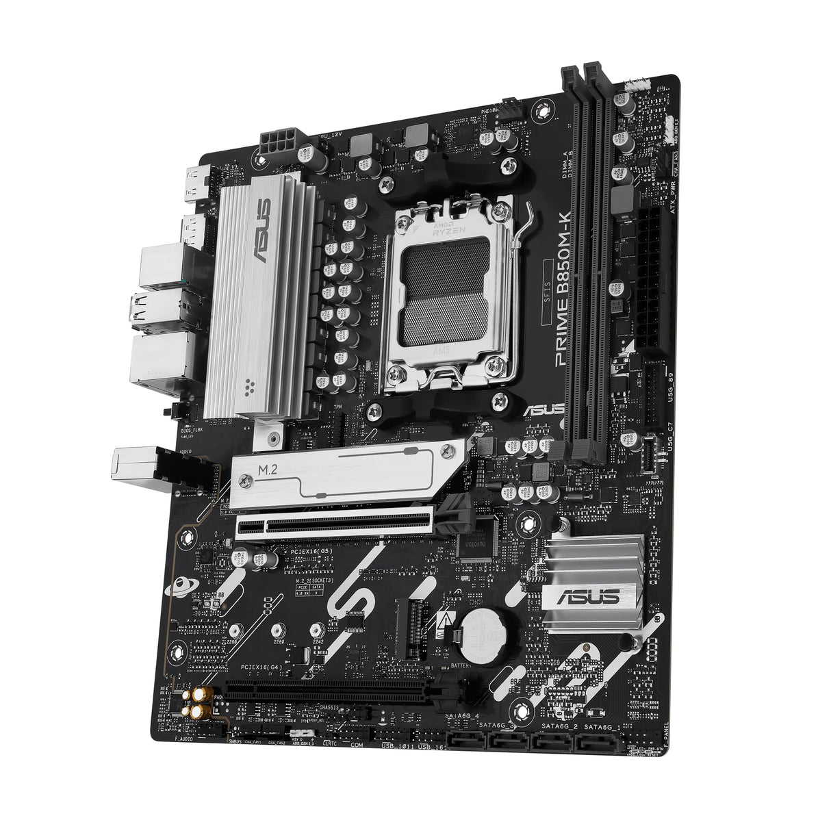 ASUS Prime B850M-K - Placa Base para Videojuegos AMD AM5 (Ryzen 9000, Memoria DDR5, 2 M.2, PCIe 5.0, BIOS Flashback, Aura Sync)