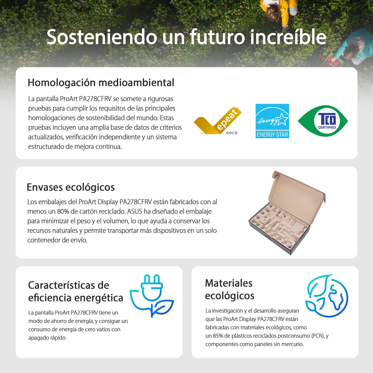 ASUS ProArt Display PA278CFRV - Monitor Profesional de 27", IPS, QHD (2560 x 1440), LuxPixel AGLR, 100Hz, USB-C PD 96W, VESA DisplayHDR 400 y MediaSync, Soporte ergonómico, Sostenibilidad ecológica