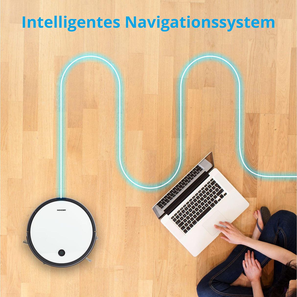 MEDION Robot Aspirador con función de fregado y Control Mediante una App (WiFi, Alexa, navegación Inteligente, estación de Carga, aspiración y fregado al Mismo Tiempo