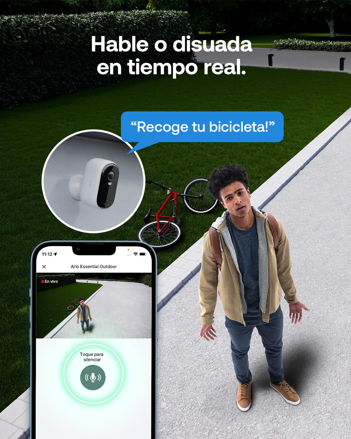 Arlo Essential 3 HD, cámara WiFi Exterior, batería de 6 Meses, visión Nocturna en Color, luz, Sirena, Audio bidireccional, 3 cámaras Blancas