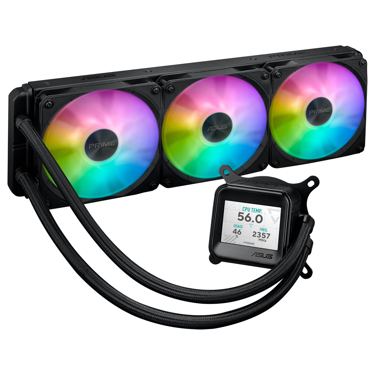 ASUS Prime LC 360 ARGB LCD - Sistema de refrigeración líquida para CPU todo en uno con pantalla LCD, bomba Asetek de alto rendimiento, motor robusto, ventiladores conectables en cadena