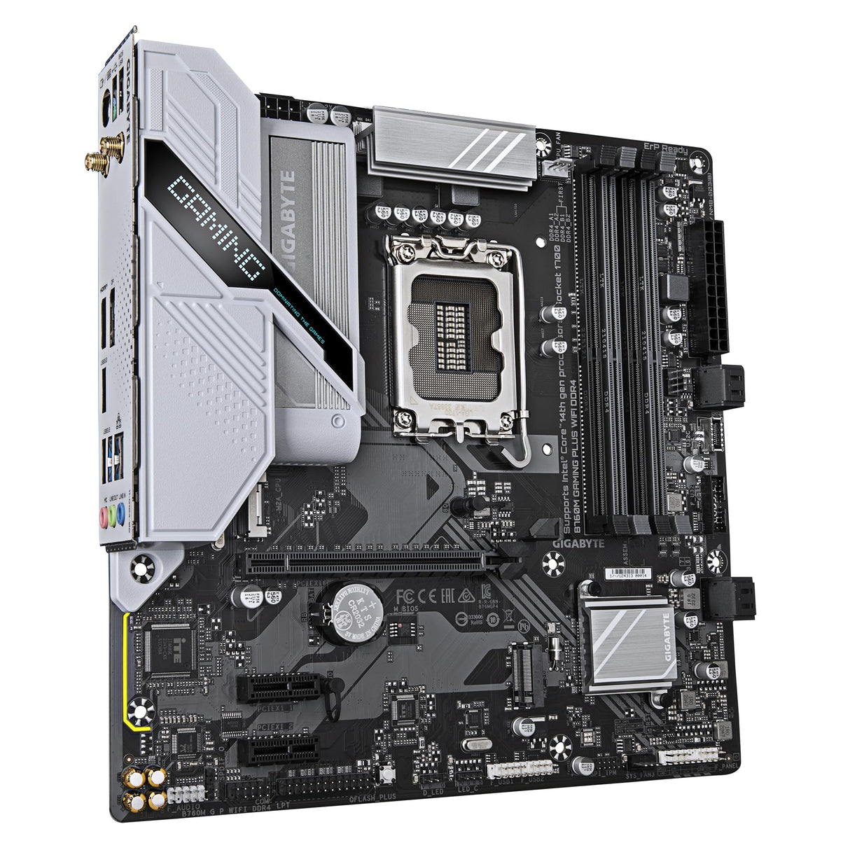GIGABYTE Placa Base B760M Gaming Plus WiFi DDR4 - Soporta CPU Intel Core de 14ª generación, VRM de 4+1+1 Fases, DDR4 de hasta 5333 MHz (OC), 2 PCIe 4.0 M.2, Wi-Fi 6, LAN de 1 GbE, USB 3.2 Gen 1