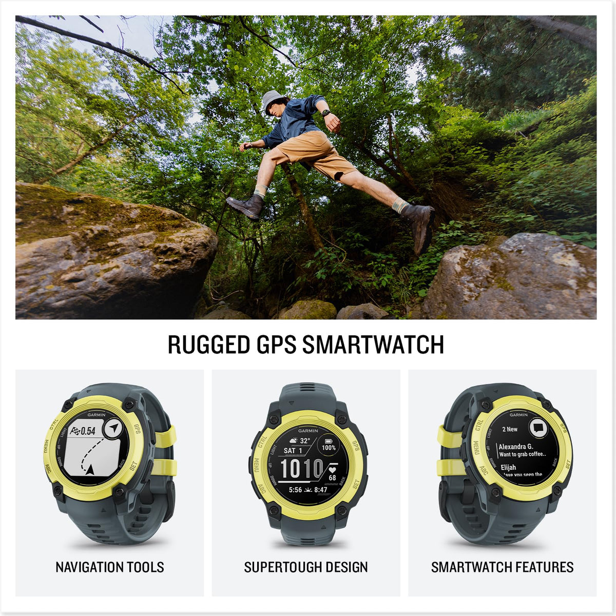 Garmin Instinct E, Reloj Inteligente con GPS, 40 mm, Resistente al Agua, Aplicaciones Deportivas integradas, Monitorización de la Salud, Notificaciones Inteligentes, Amarillo