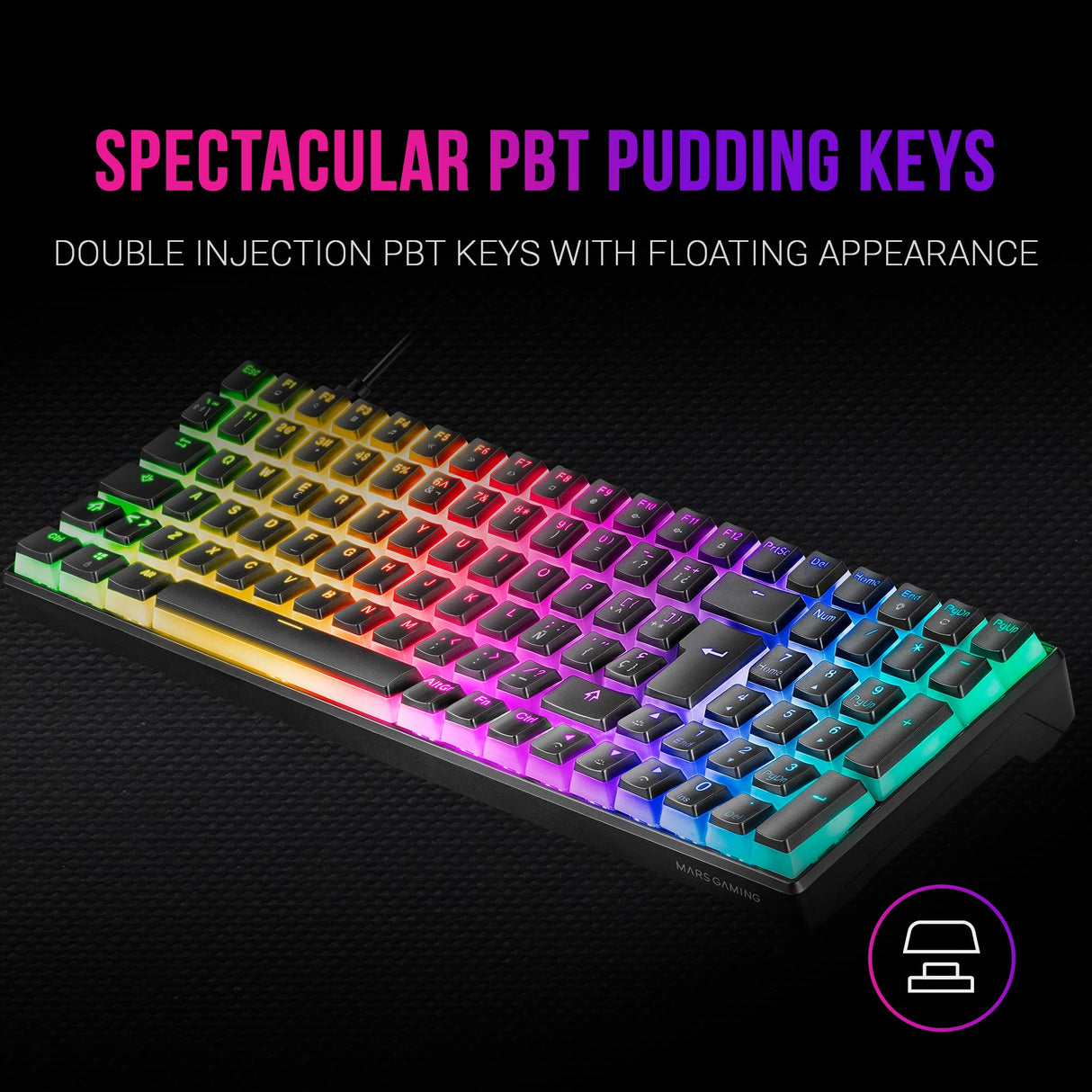 Mars Gaming MKULTRA, Teclado Mecánico Negro RGB, Compacto 96%, Switch Outemu SQ Marrón, Español