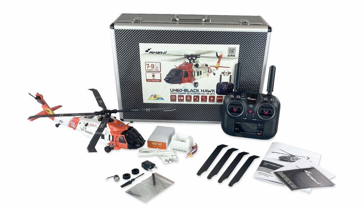 Amewi 25337 UH60 Black Hawk Coastguard Helicóptero 6G/3D GPS RTF