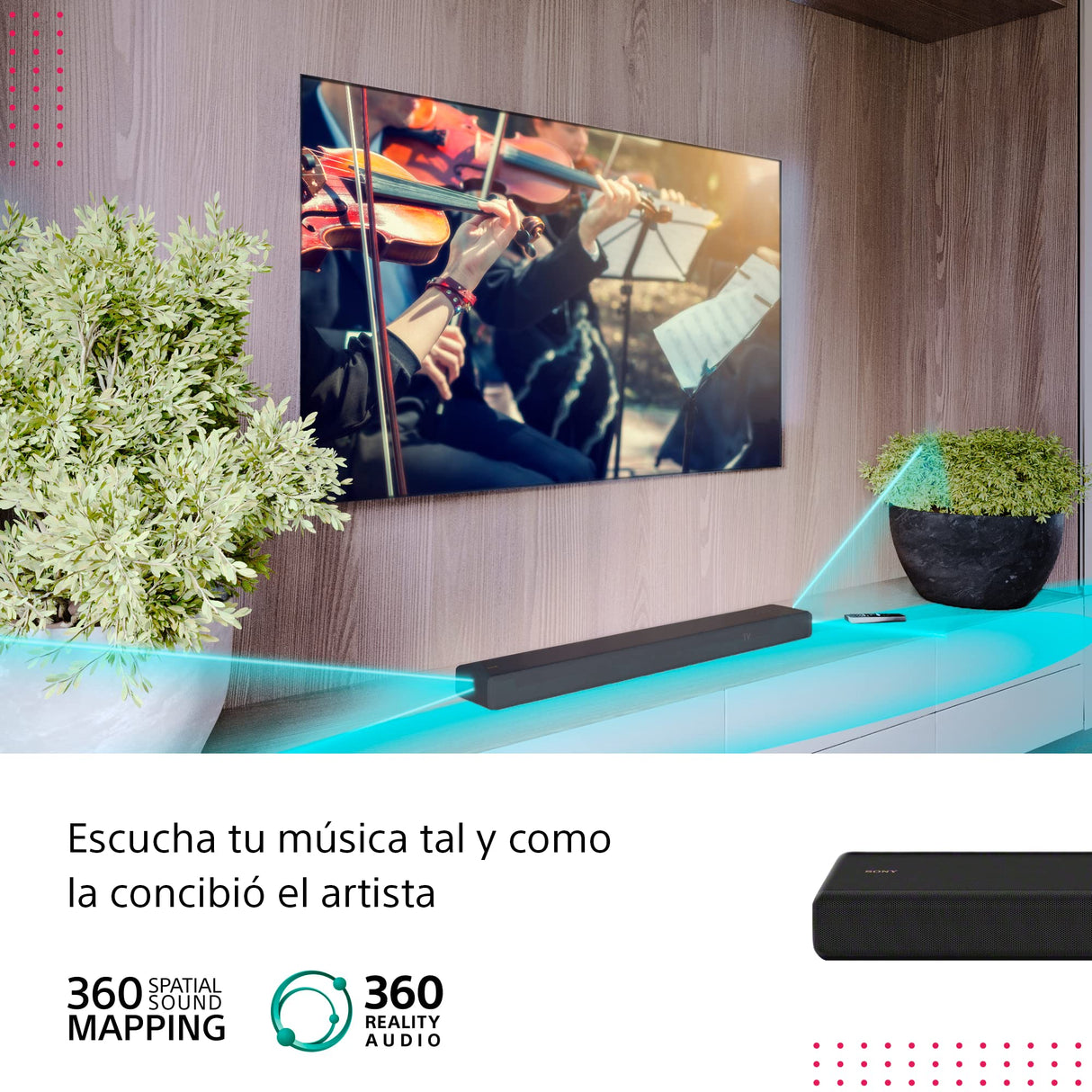 Sony HT-A3000 Barra de Sonido, Dolby Atmos de 3.1 Canales, con subwoofer Integrado, DTS:X, 360 Spatial Sound Mapping, Funciona con Alexa y Google Assistant Negro
