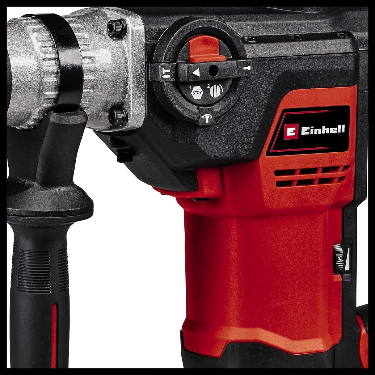 Einhell Martillo perforador con cable -TE-RH 40 3F. 1050 W, 10 J, taladrado de impacto - cincelado, mecanismo de impacto neumático, bloqueo de funcionamiento continuo, incl. Cinceles, E-Box M55