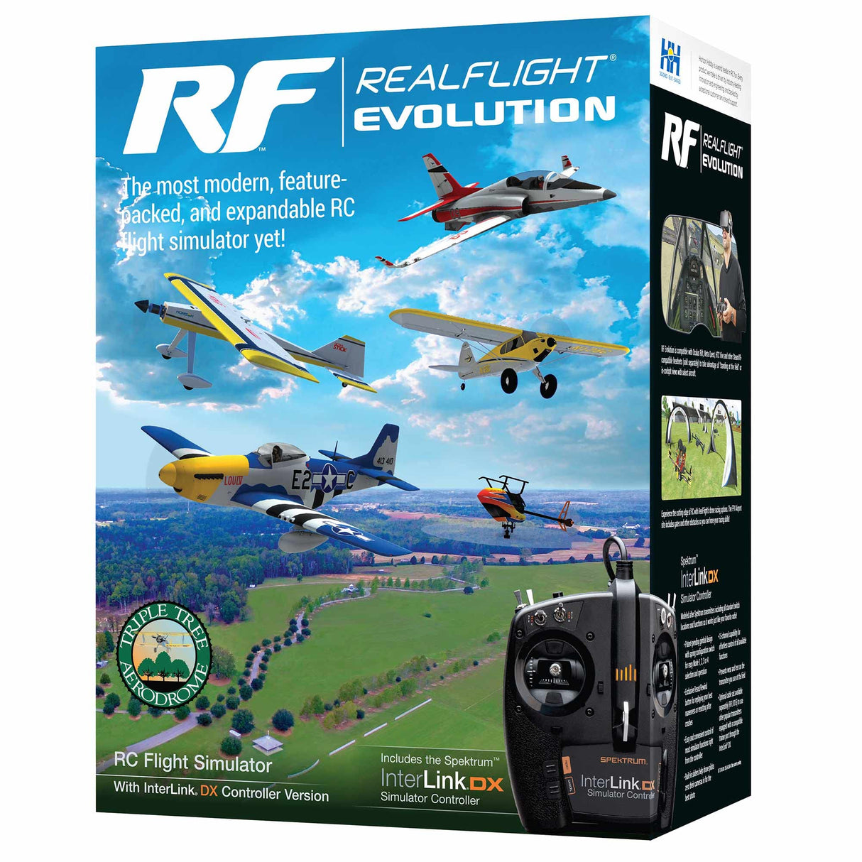 REALFLIGHT Evolution - Software de simulador de Vuelo RC con Controlador Interlink DX Incluido RFL2000 simuladores de Aire/Heli compatibles con Auriculares VR Opciones multijugador en línea