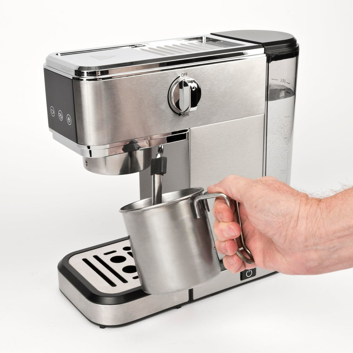 G3 Ferrari G10189 Tiffany Máquina de Café Espresso, 15 Bares, Calientatazas, Compatible con Monodosis y Café Molido, Función de Stop, Vaporizador para Capuchino, 3 Filtros IOX, Depósito de 1L, Gris