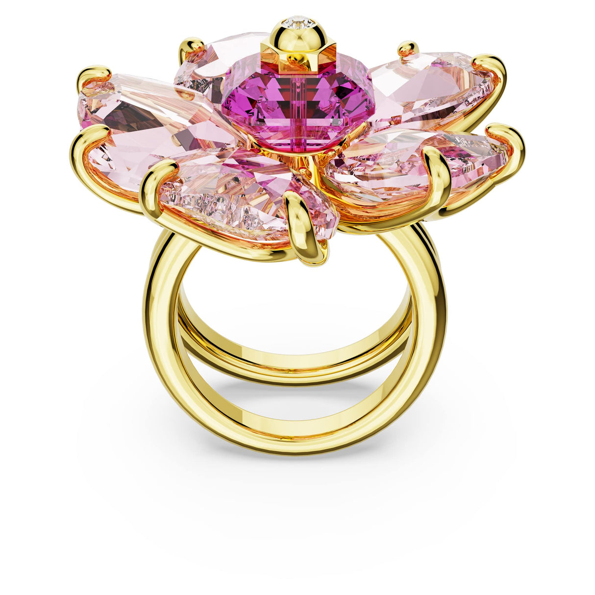 Swarovski Anillo de cóctel Idyllia, Flor, Rosa, Baño tono oro