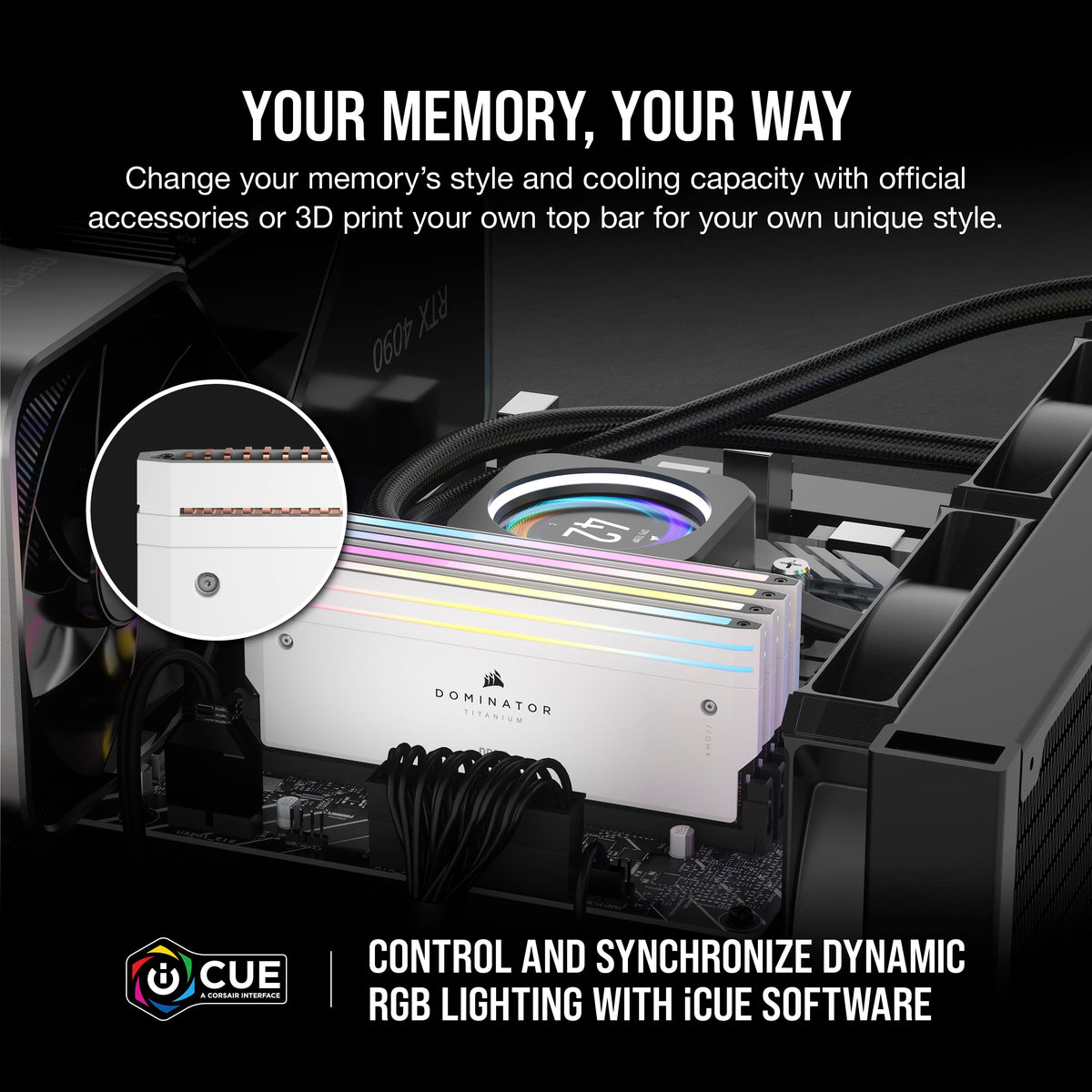 CORSAIR Dominator Titanium RGB DDR5 RAM 96GB (2x48GB) DDR5 6600MHz CL32 Intel XMP Memoria de Ordenador Compatible con iCUE - Blanco (CMP96GX5M2B6600C32W)