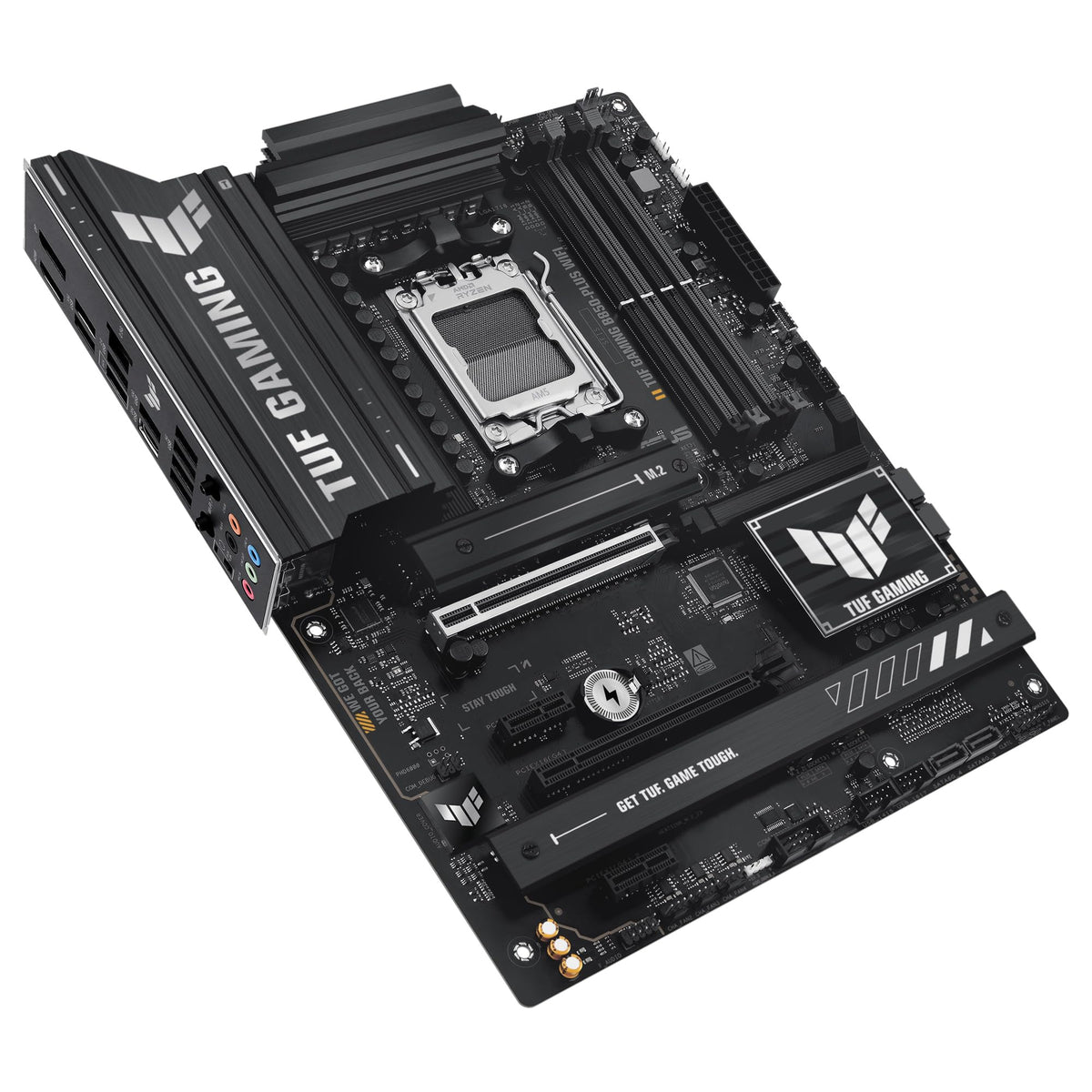 ASUS TUF GAMING B850-PLUS WIFI - Placa base AMD ATX, 14+2+1 etapas de potencia DrMOS 80A, DDR5, PCIe 5.0, 3 ranuras M.2, WiFi 7, Realtek 2.5Gb Ethernet, DisplayPort, HDMI, USB 20Gbps Tipo-C, Aura Sync