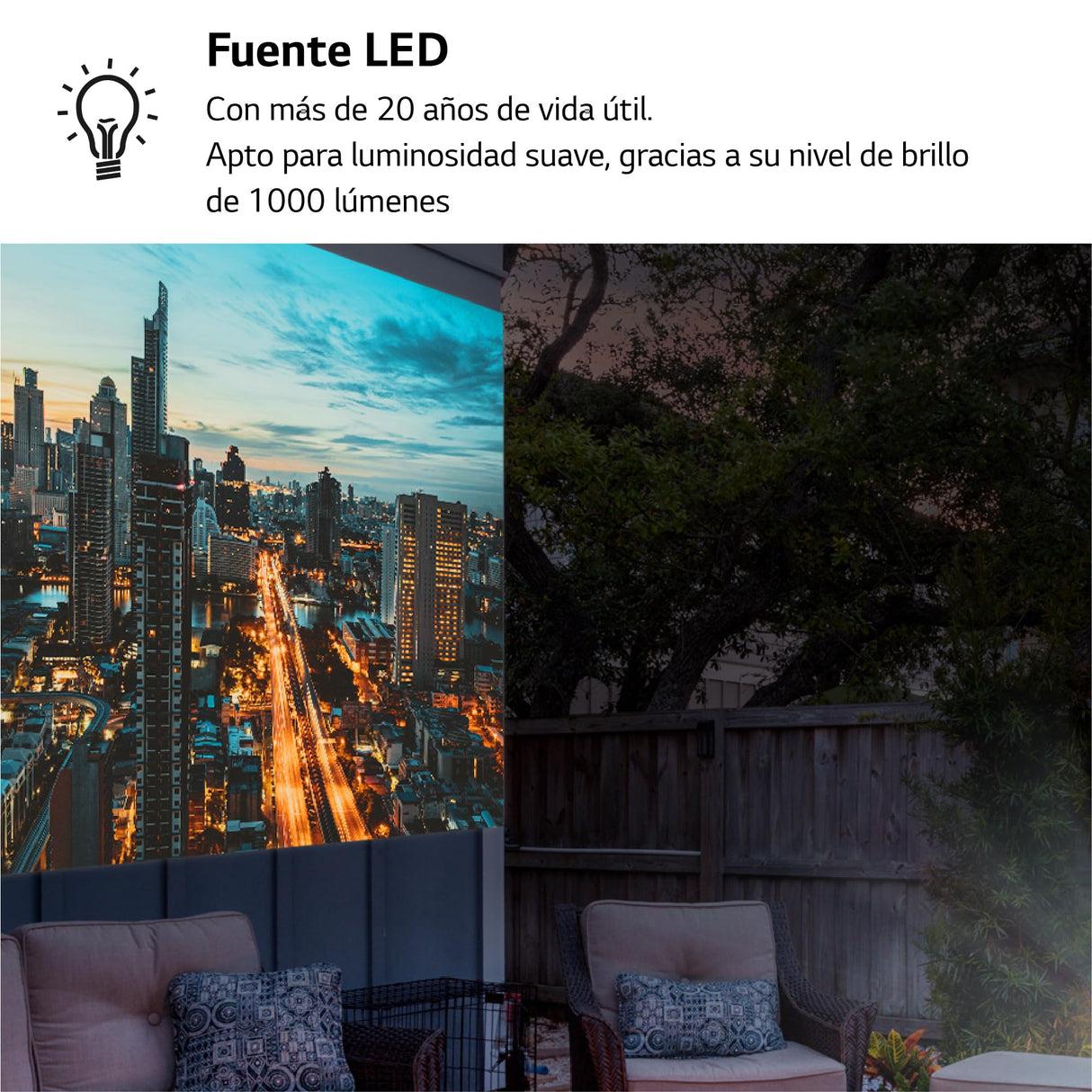 LG CineBeam PF610P - Proyector Full HD con SmartTV, hasta 120'', WebOS 5.0, Lámpara LED RGBB, 1.000 lúmenes, Resolución 1920x1080, HDR10, 150.000:1, Conectividad Inalámbrica, Color Blanco