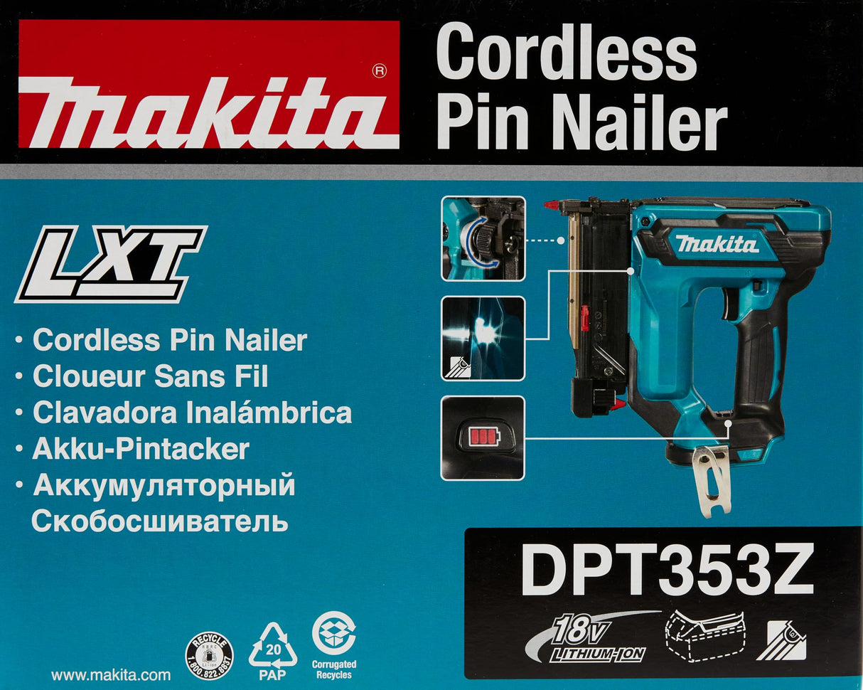 Makita Clavadora LXT de iones de litio DPT353Z de 18 V, baterías y cargador no incluidos
