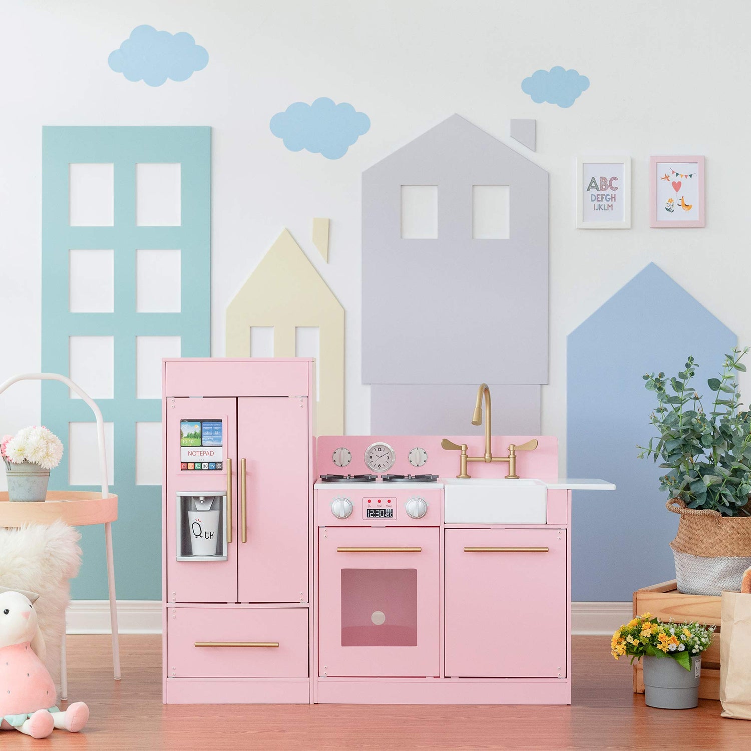 Rosa Cocina de Juguete de Madera de Teamson Kids Horno Niños TD-12302P