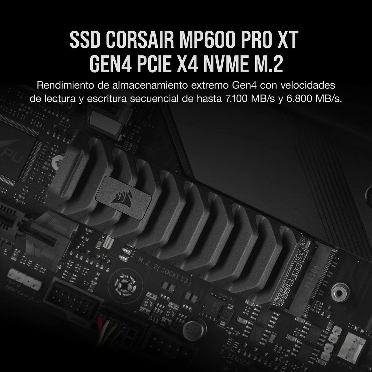 Corsair MP600 Pro XT 8TB Gen4 PCIe x4 NVMe M.2 SSD - Velocidades de Lectura y Escritura secuencial de hasta 7.000 MB/s y 6.100 MB/s, TLC NAND de Alta Densidad – Disipador Térmico de Aluminio - Negro