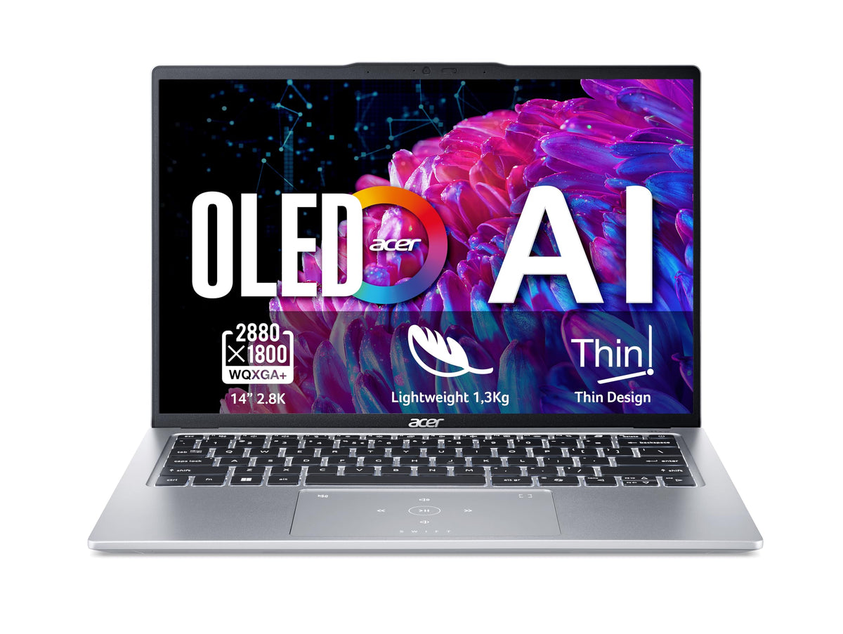 Acer Swift Go 14 SFG14-73 - Ordenador Portátil 14" 2.8K OLED (Intel Core Ultra 7 Processor 155U, 16GB RAM, 512GB SSD, Windows 11 Home) Plata - Teclado QWERTY Español