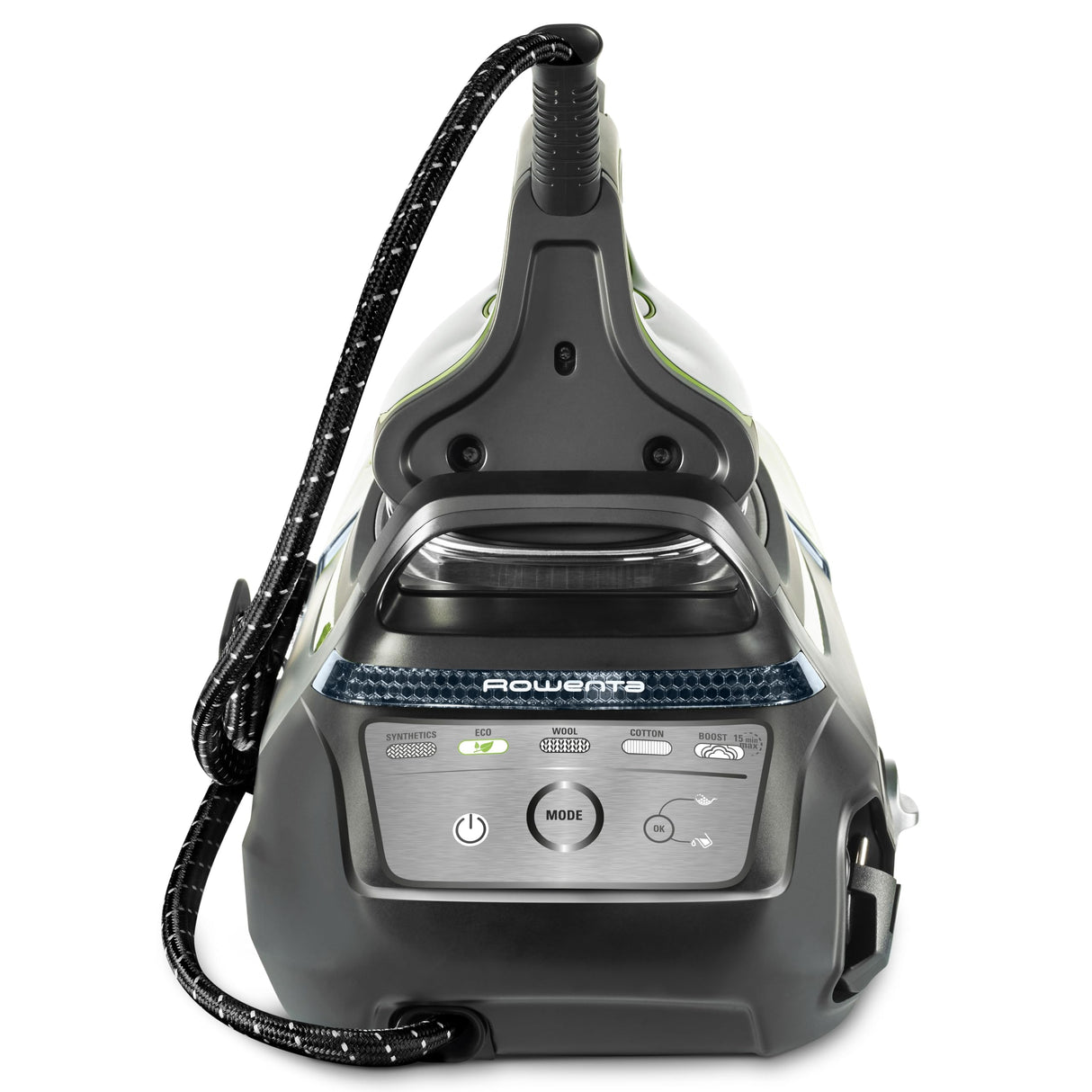 Rowenta Silence Pro -Centro de planchado, autonomía ilimitada, 8 bares, golpe vapor 600 g/min, suela Microsteam, función ECO y depósito cal, 1.3 litros, Color Negro Y Gris DG9248
