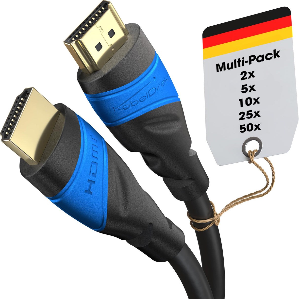 KabelDirekt – Cable HDMI 4K – 2x 15m y longitudes mayores (7,5m–22,5m) – Cable HDMI diseñado en Alemania – Soporta 4K@60Hz, UHD, HDR, ARC, Ethernet – HDMI Cable para TV, PC, PS5, Xbox, Switch