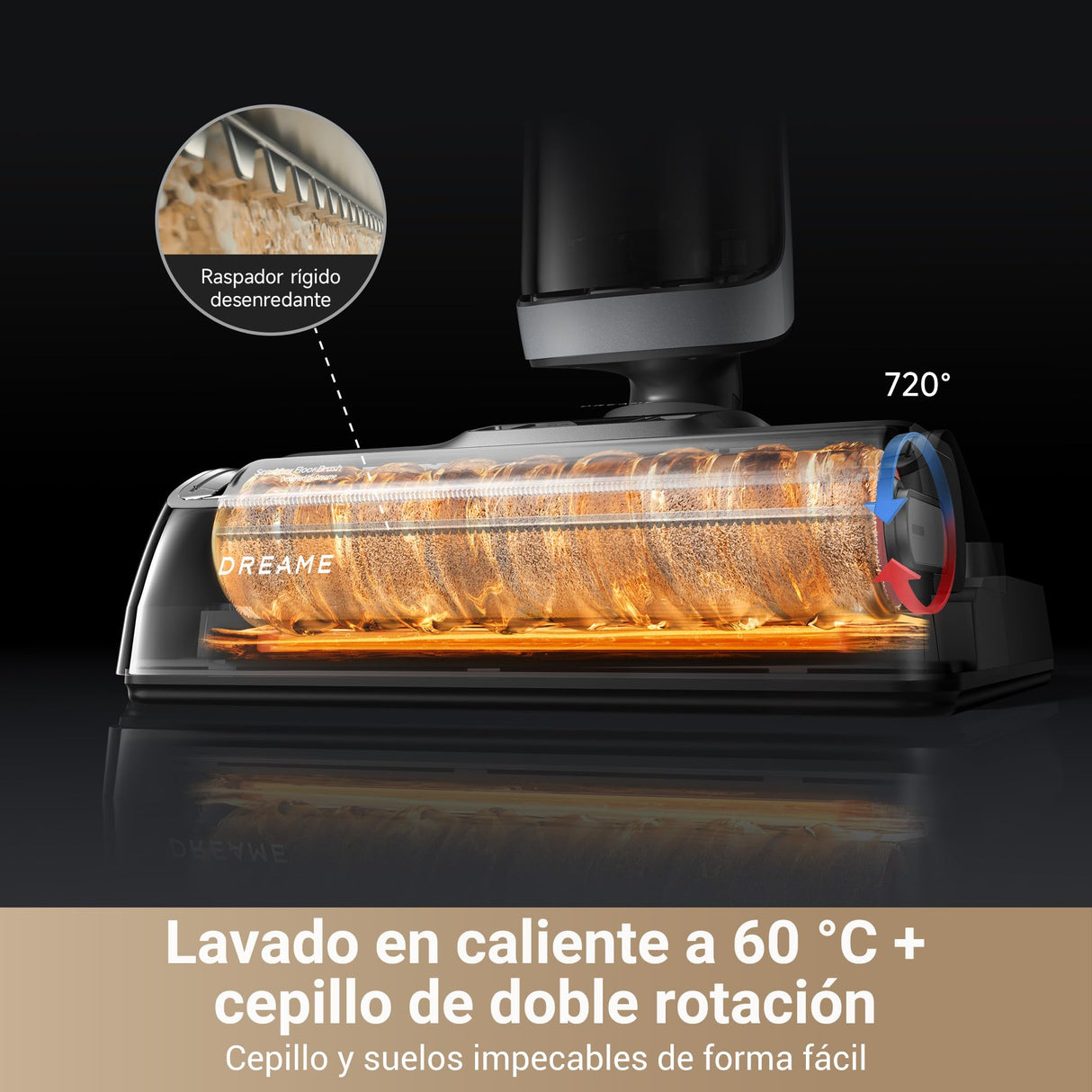 DREAME H14 Pro Aspiradora en seco y húmedo, Alcance de 180 Celsius, Autolimpieza a 60 Celsius, Secado en 5 min, Máxima Potencia de 18 kPa, Adición Automática del Producto, Cepillo Giratorio