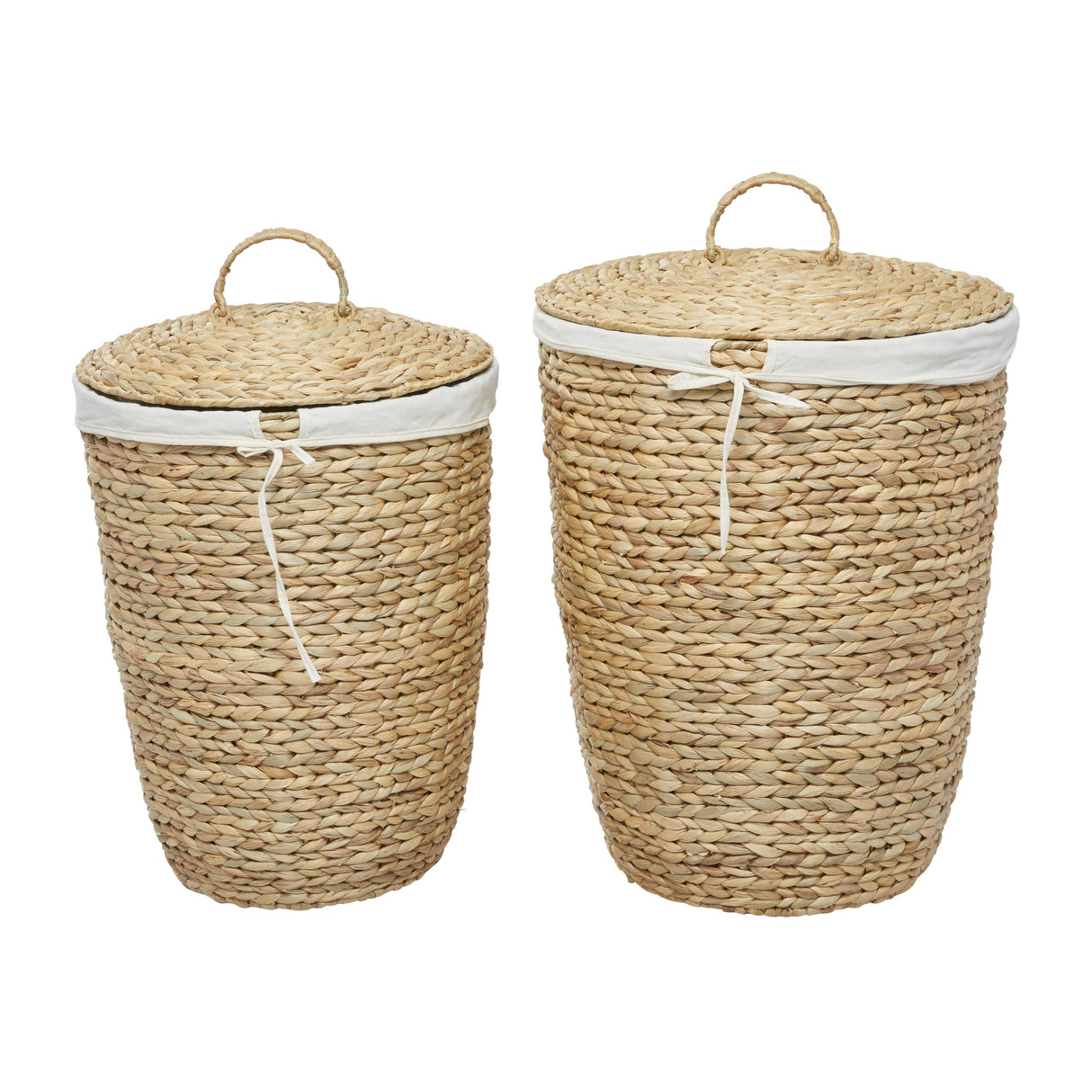 CosmoLiving by Cosmopolitan - Cesta de almacenamiento hecha a mano con forro y tapas a juego, juego de 2 unidades de 23 pulgadas, 25 pulgadas de alto, color marrón claro