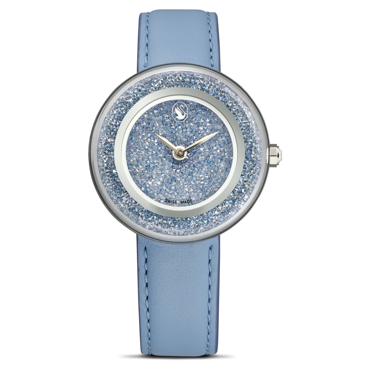 Swarovski Reloj Crystalline Lustre, Fabricación Suiza, Correa de Piel, Azul, Acero Inoxidable