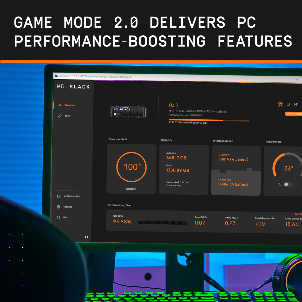 WD_BLACK SN850X NVMe SSD 8 TB M.2 2280, Velocidades de lectura hasta 7200 MB/s, escritura 6600 MB/s, SSD para Juegos internos, PCIe Gen4, SSD de alto rendimento, Negro