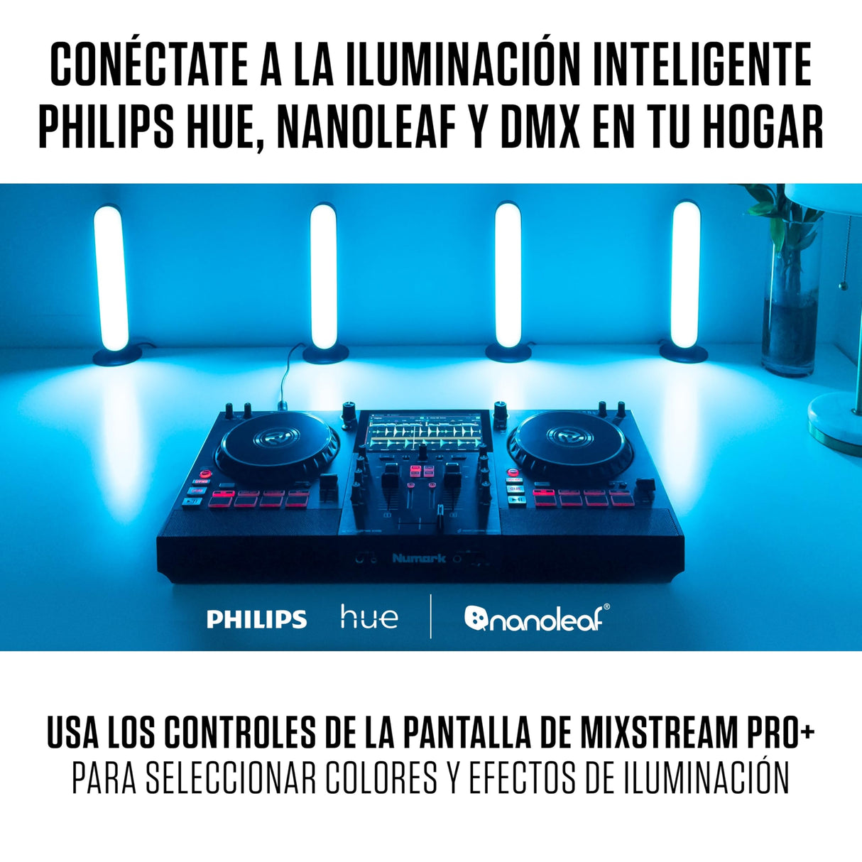Numark Mixstream Pro+ Controlador DJ, separación de stems, 2 decks, streaming por wifi, mezclador, pantalla táctil 7" y altavoces; Serato y Virtual DJ