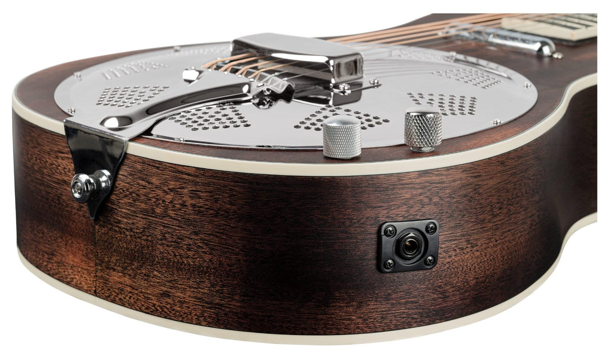 Ortega Guitars Guitarra resonadora acústica eléctrica de 6 cuerdas de la serie Americana, derecha, Whiskey Burst (RRG30E-WB)