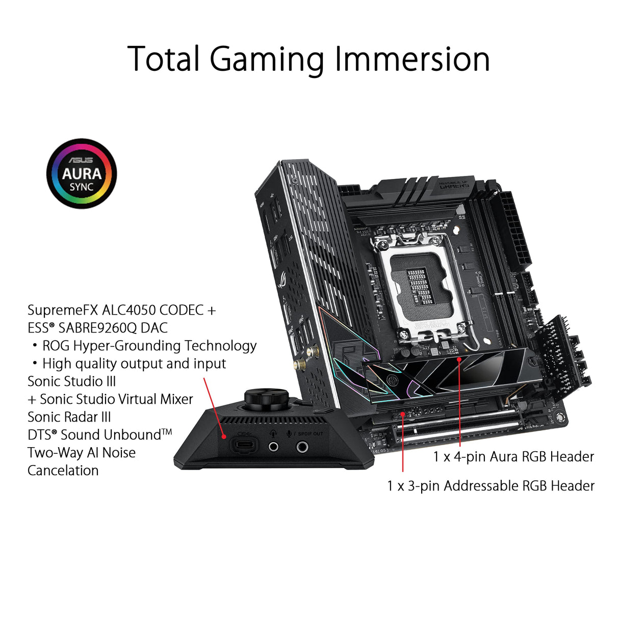 ASUS ROG STRIX Z790-I GAMING WIFI - Placa base Intel LGA 1700 Mini-ITX (VRM de 10 + 1 fases, DDR5, dos ranuras M.2, PCIe 5.0, WiFi 6E, Thunderbolt 4 y USB 3.2 Gen 2x2 tipo C)