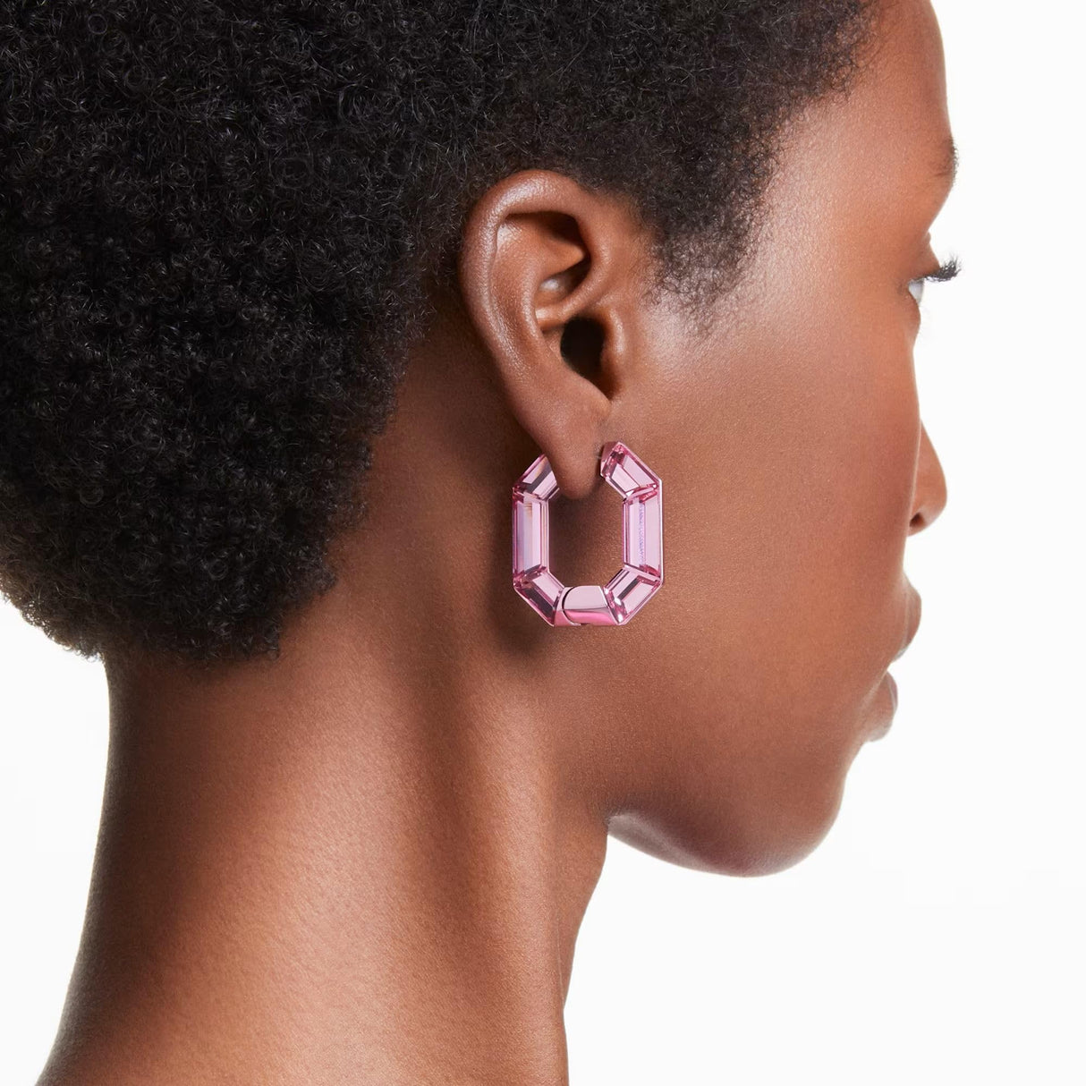 Swarovski Pendientes de aro Lucent, Forma octagonal, Pequeños, Rosas