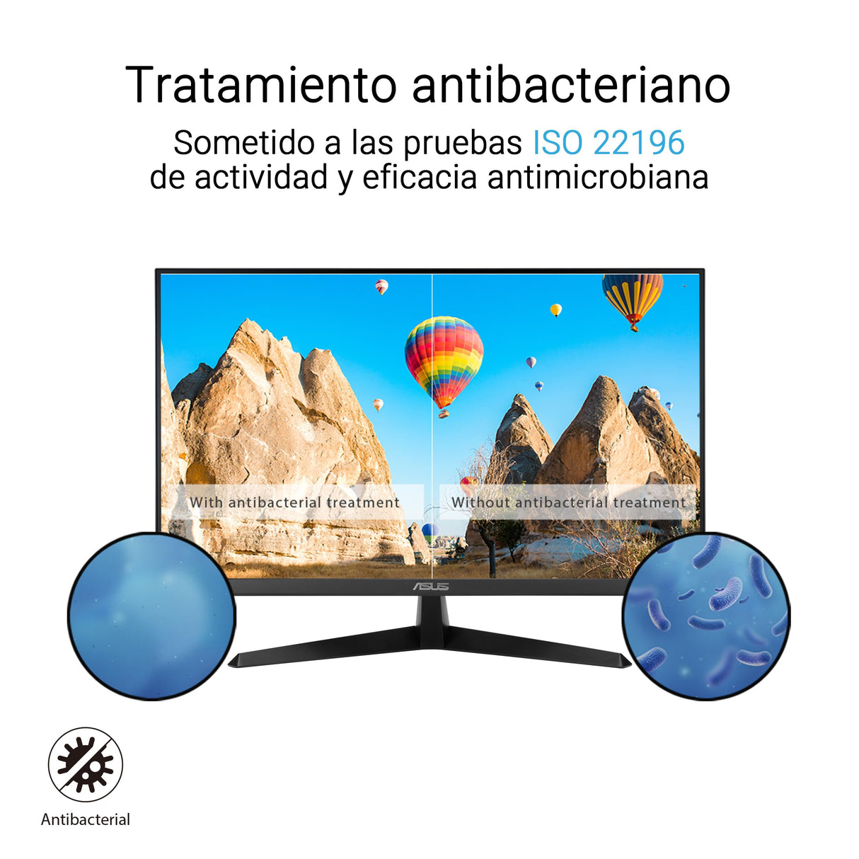 ASUS VY27UQ Monitor Eye Care de 27 Pulgadas 4K, 3840 x 2160, IPS, HDR-10, Adaptive Sync, tecnología Eye Care Plus, Filtro de luz Azul, antiparpadeo, Tratamiento Antibacteriano