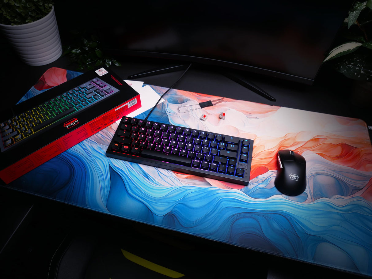 CHERRY XTRFY K5V2 Compact, Teclado Gaming Mecánico en Formato 65 %, Distribución de Teclado Inglés UK (QWERTY), Sistema Hot Swap, Switches CHERRY MX2A RED, Negro