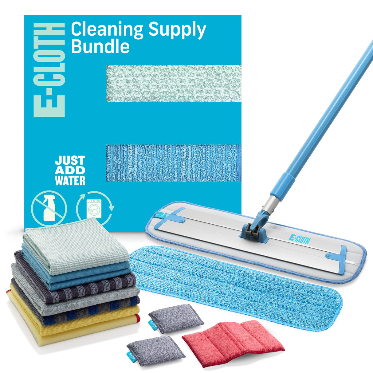 E-Cloth Kit de Suministros de Limpieza de 13 Piezas, Incluye paño de Limpieza de Microfibra y Suministros de fregona, Juego de Limpiador Multiusos para Vidrio, Ventana, Superficie, Suelo, baño, Acero