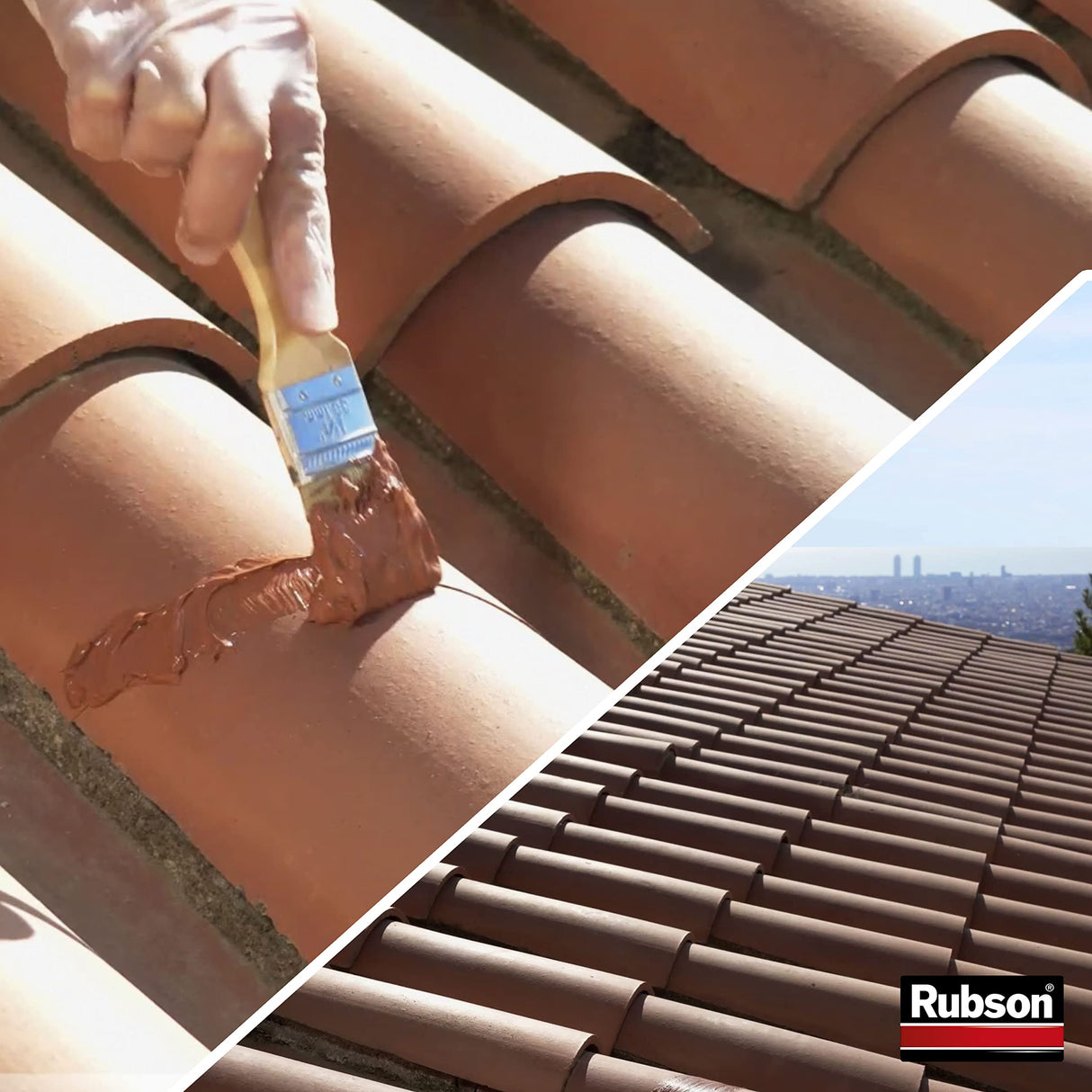 Rubson Aquablock SL3000 Silicona Líquida teja, impermeabilizante líquido para prevenir y reparar goteras y humedades, silicona elástica con tecnología Silicotec, 1 x 25 kg