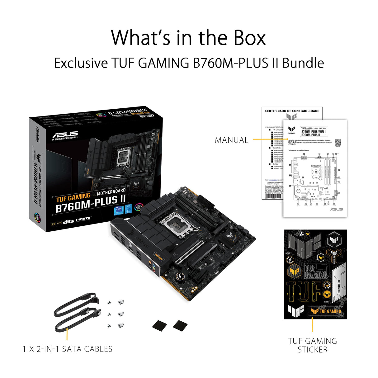 ASUS TUF Gaming B760M-PLUS II - Placa Base Intel B760 LGA 1700 mATX (PCIe 5.0, M.2 4.0, DDR5, 2.5Gb Ethernet, DP, HDMI, SATA 6 Gbps, USB Tipo-C, Thunderbolt (USB4), Aura Sync)