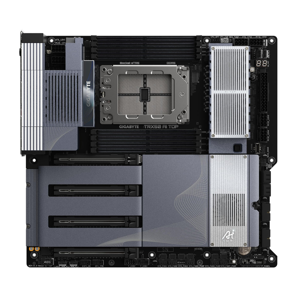 GIGABYTE TRX50 AI TOP - Prend en charge les processeurs AMD Ryzen PRO 7000, VRM numérique 16 8 4 phases, jusqu'à