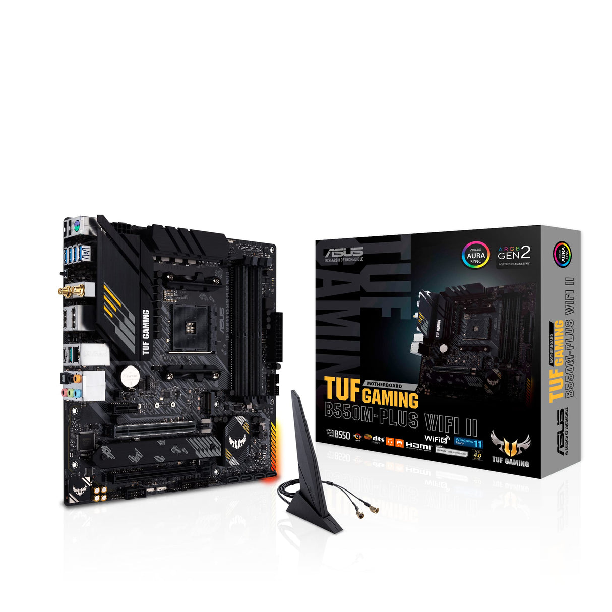 ASUS TUF Gaming B550M-PLUS WiFi II - Placa Base Micro-ATX AMD B550 (PCIe 4.0, 2X M.2, VRM de 10 etapas, HDMI, DP, USB 3.2 Gen. 2 de Tipo A y C, Aura Sync RGB)